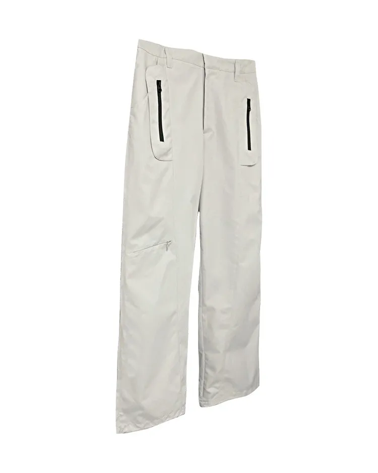 Multi zip pants beige gray