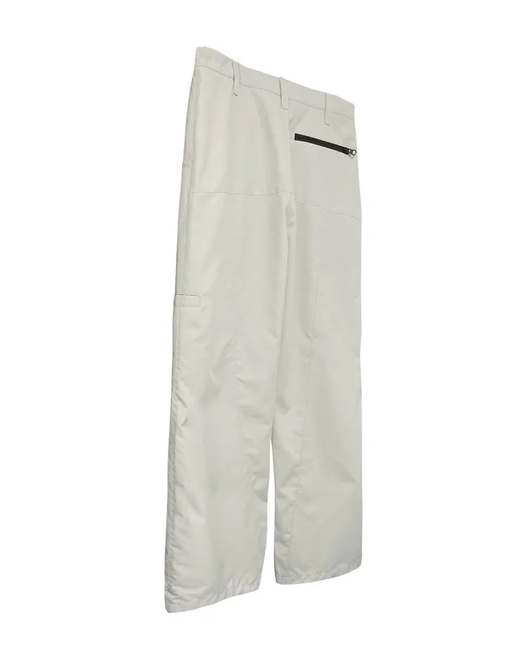 Multi zip pants beige gray