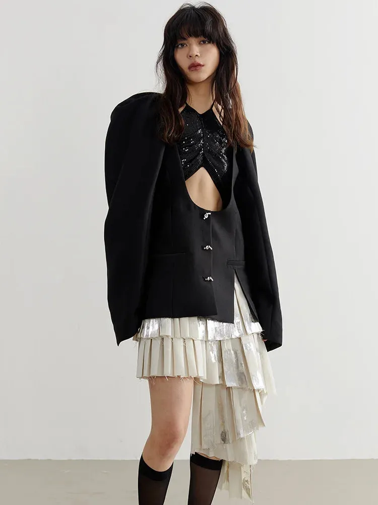 Nandy Puff Sleeve Cut-Out Coat