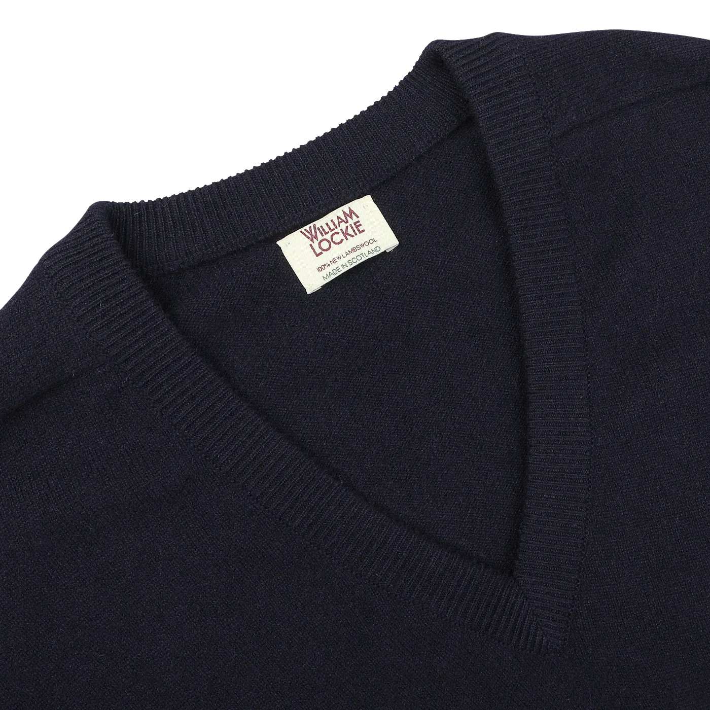 Navy Blue Deep V-Neck Lambswool Sweater