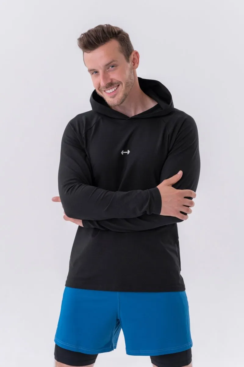 Nebbia Long-Sleeve T-Shirt with a Hoodie 330 - Black