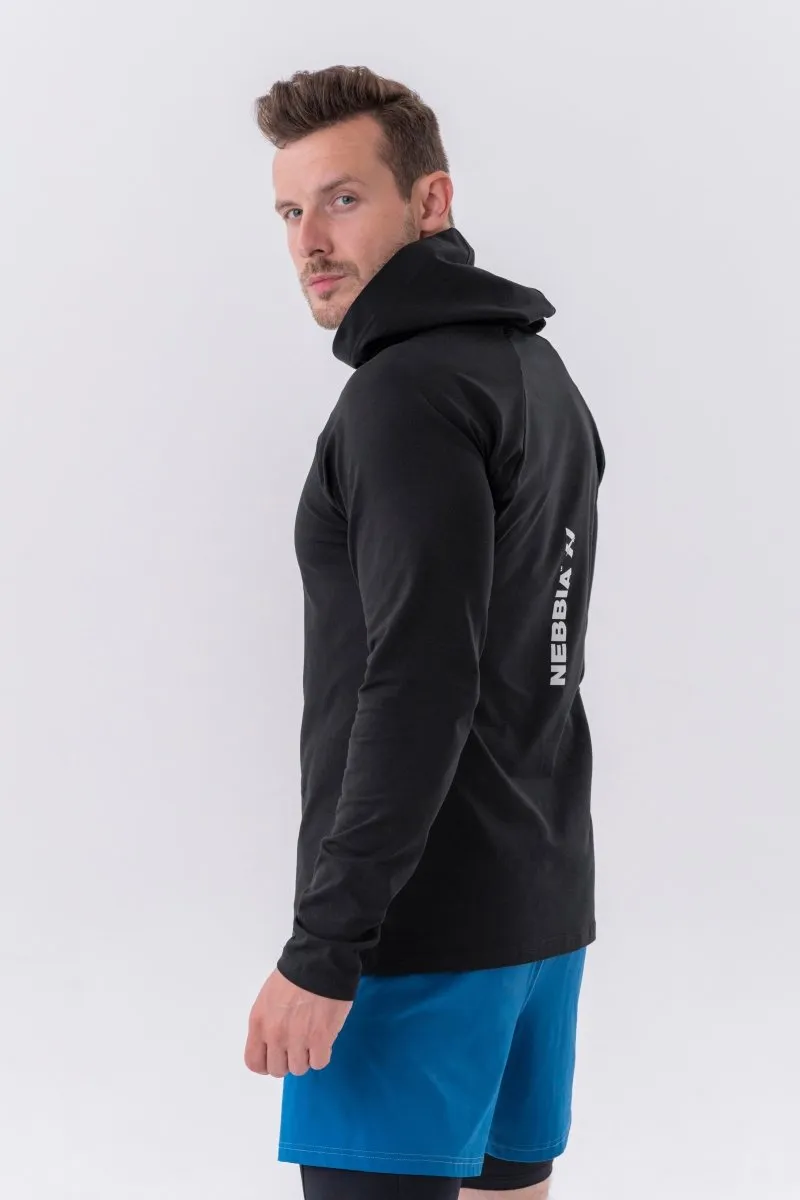 Nebbia Long-Sleeve T-Shirt with a Hoodie 330 - Black