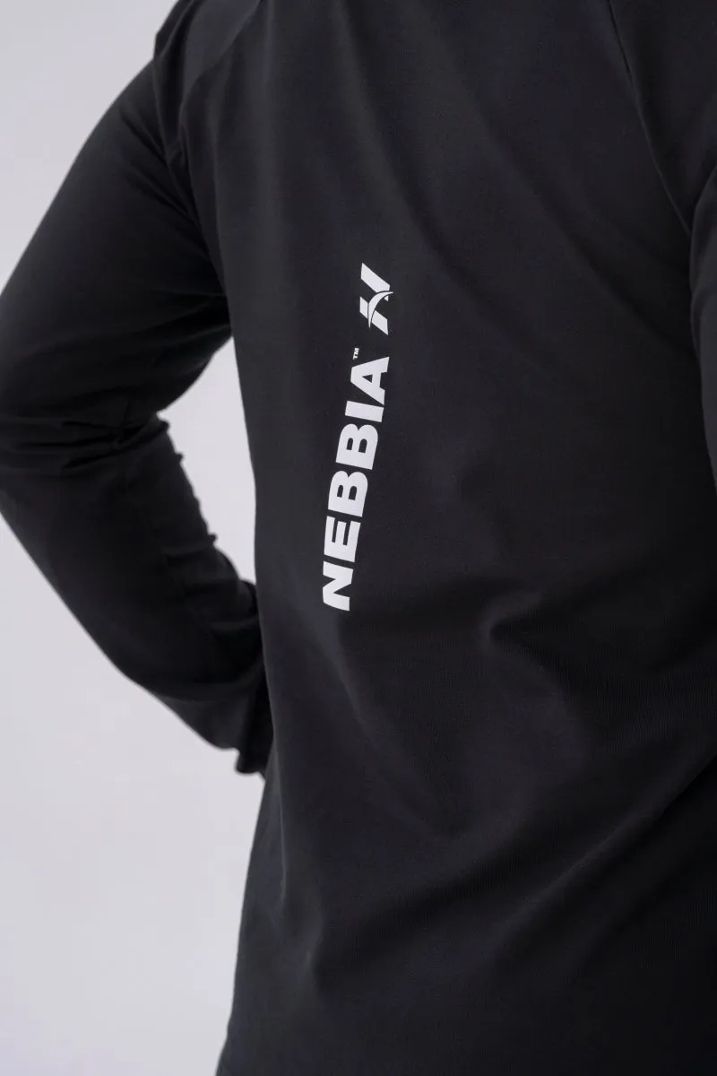 Nebbia Long-Sleeve T-Shirt with a Hoodie 330 - Black