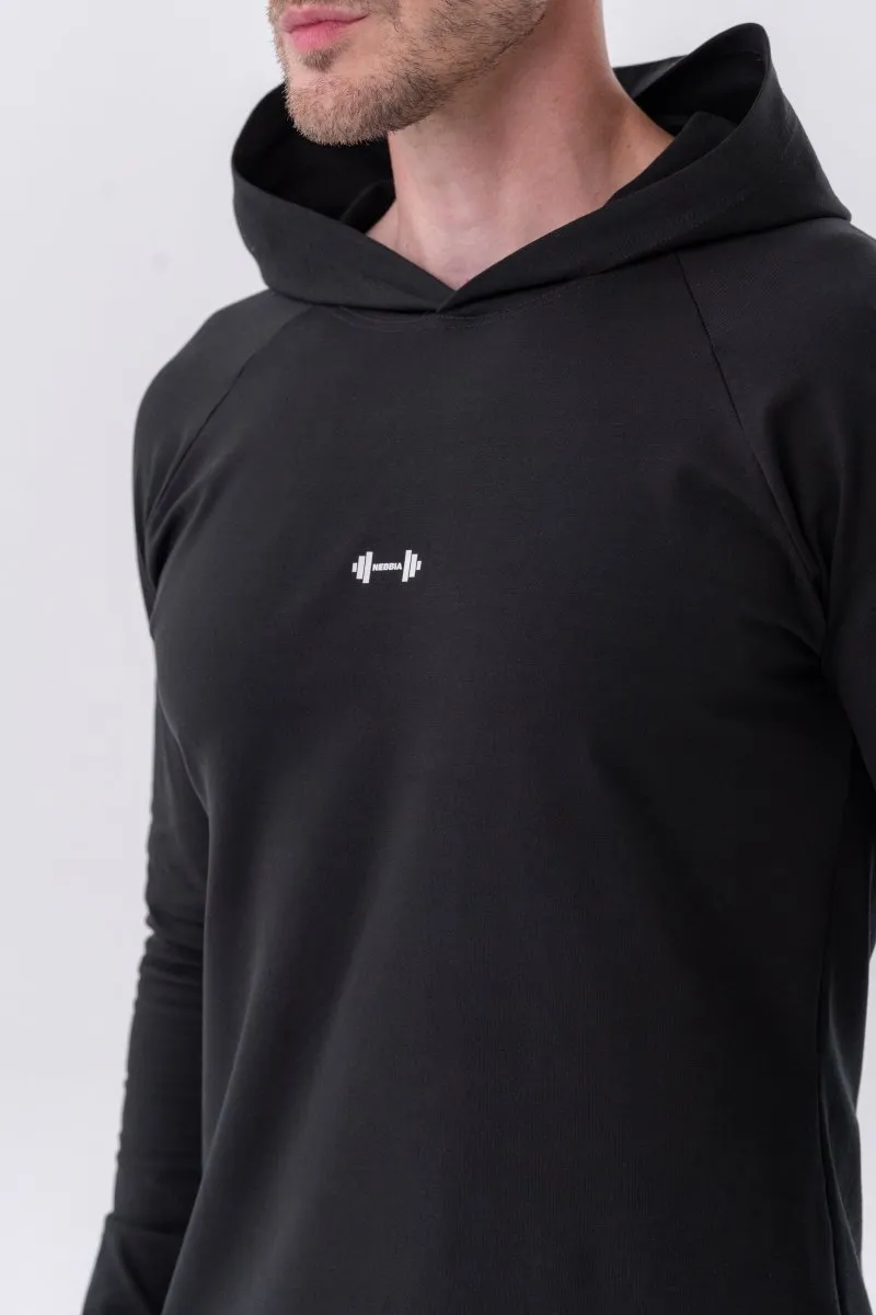 Nebbia Long-Sleeve T-Shirt with a Hoodie 330 - Black