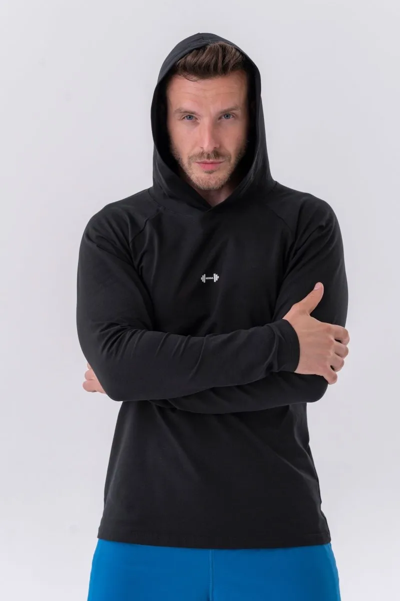 Nebbia Long-Sleeve T-Shirt with a Hoodie 330 - Black