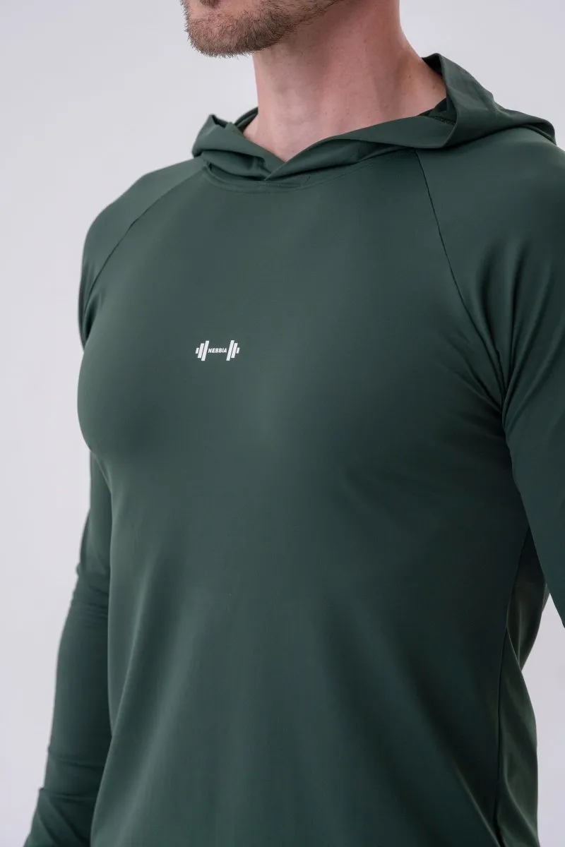 Nebbia Long-Sleeve T-Shirt with a Hoodie 330 - Dark Green