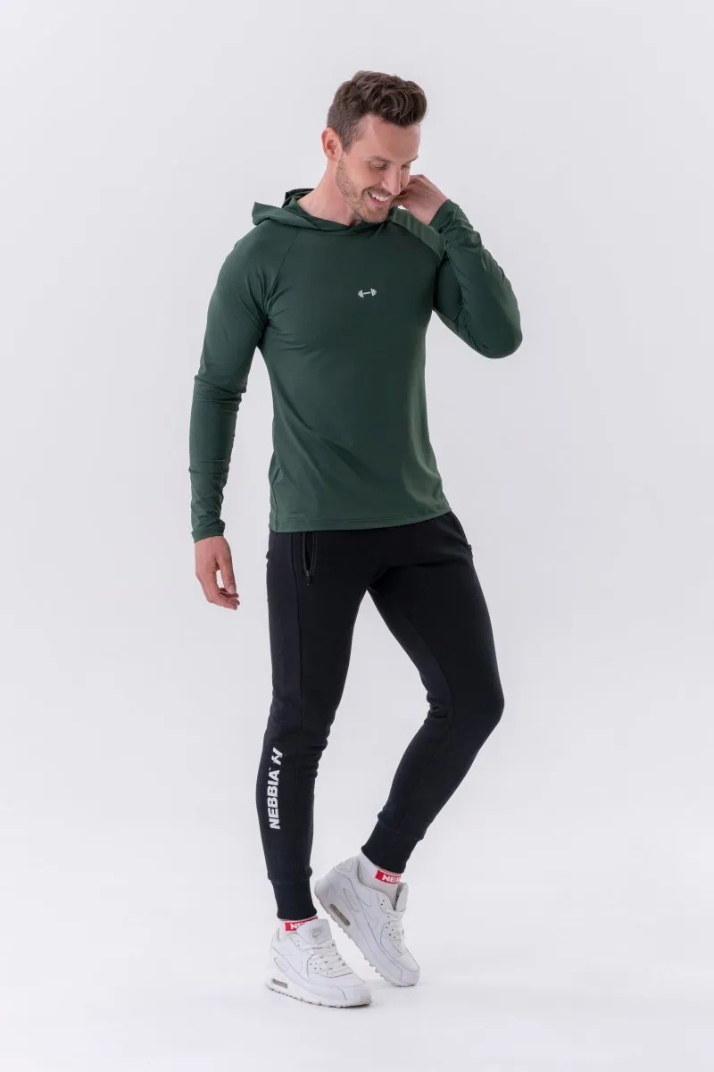 Nebbia Long-Sleeve T-Shirt with a Hoodie 330 - Dark Green