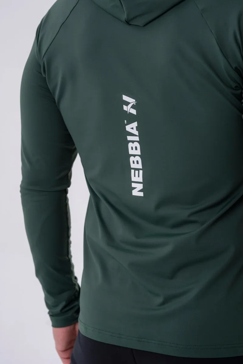 Nebbia Long-Sleeve T-Shirt with a Hoodie 330 - Dark Green