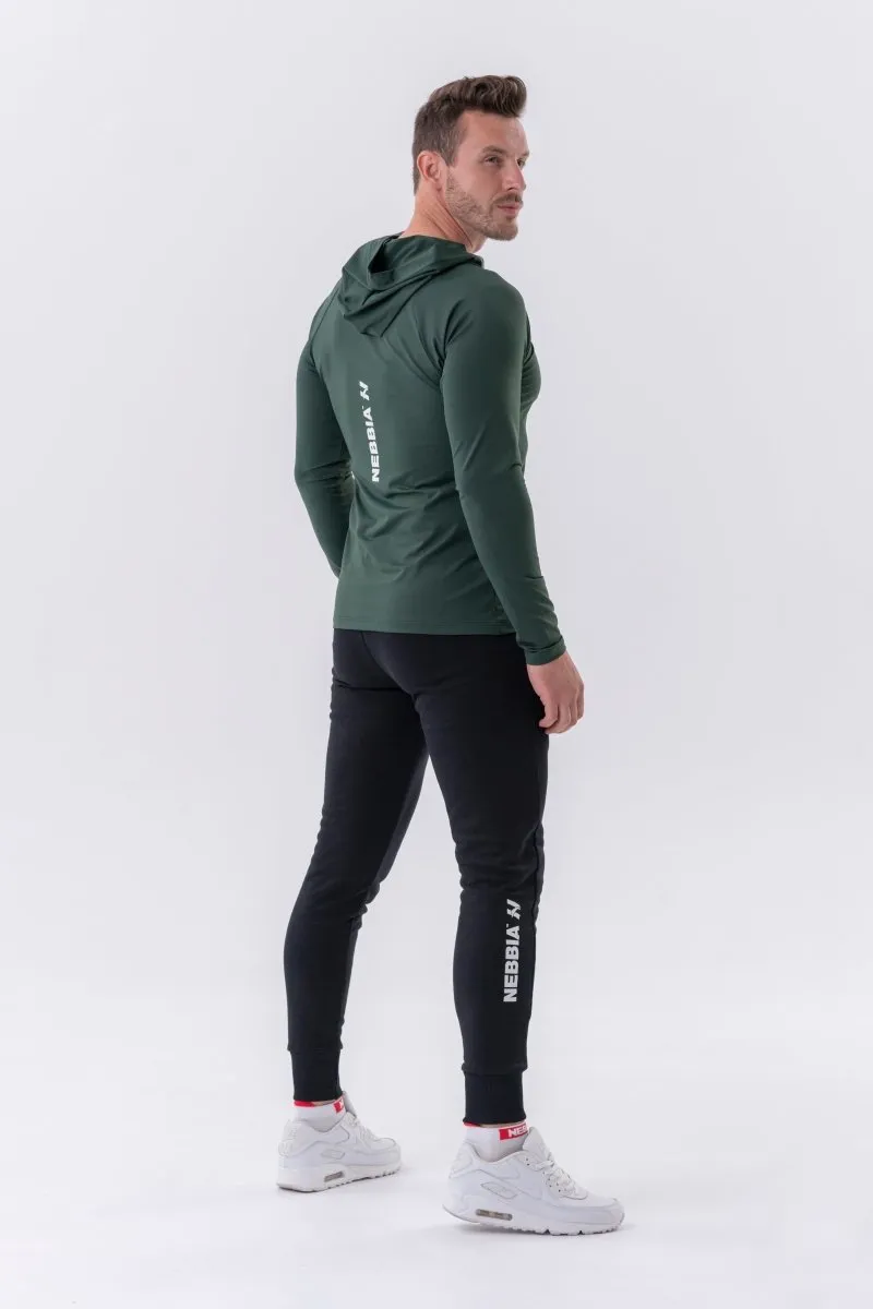 Nebbia Long-Sleeve T-Shirt with a Hoodie 330 - Dark Green