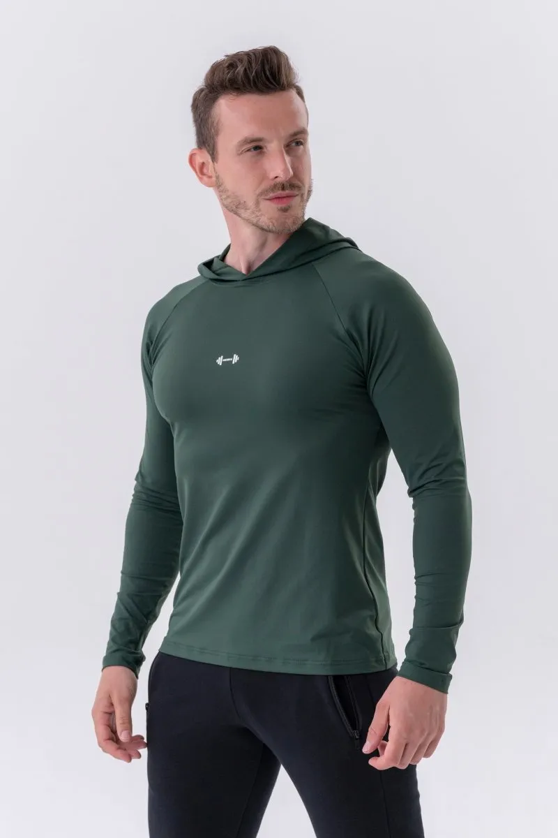 Nebbia Long-Sleeve T-Shirt with a Hoodie 330 - Dark Green