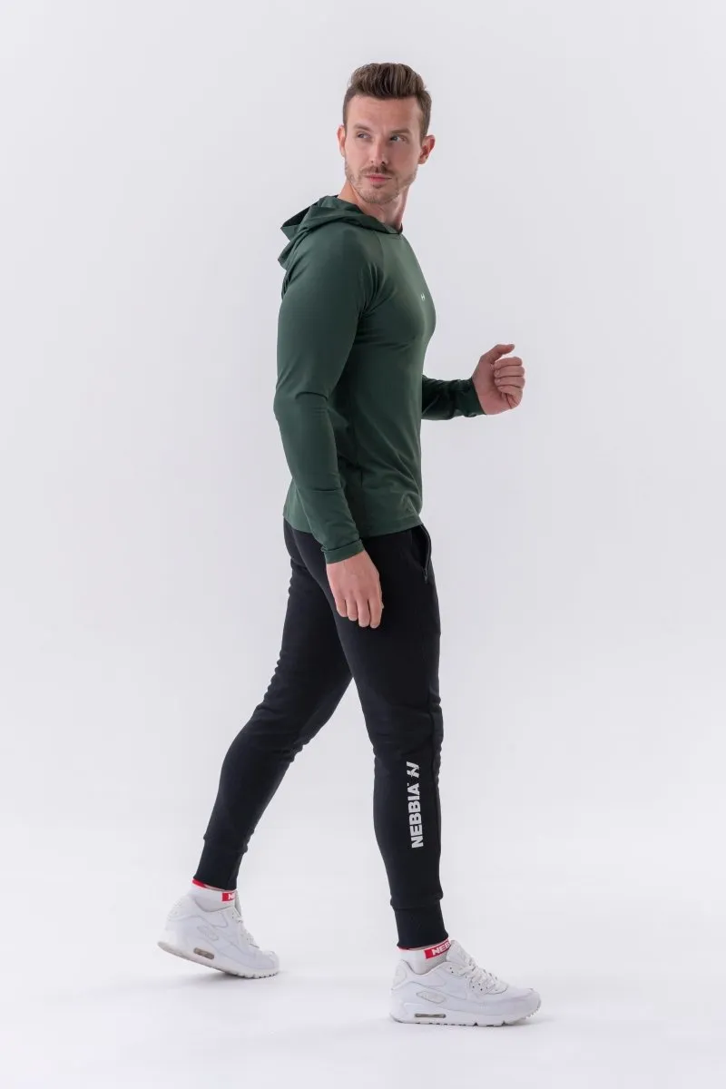 Nebbia Long-Sleeve T-Shirt with a Hoodie 330 - Dark Green