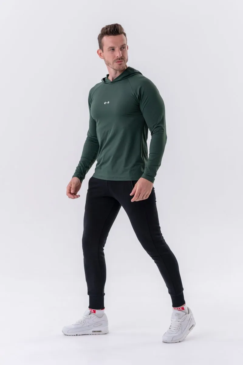 Nebbia Long-Sleeve T-Shirt with a Hoodie 330 - Dark Green