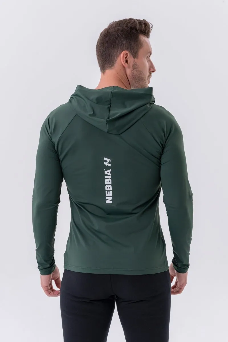 Nebbia Long-Sleeve T-Shirt with a Hoodie 330 - Dark Green