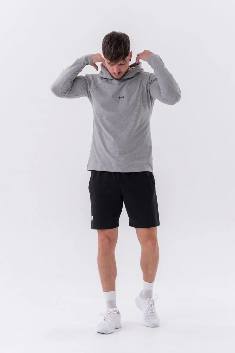 Nebbia Long-Sleeve T-Shirt with a Hoodie 330 - Light Grey