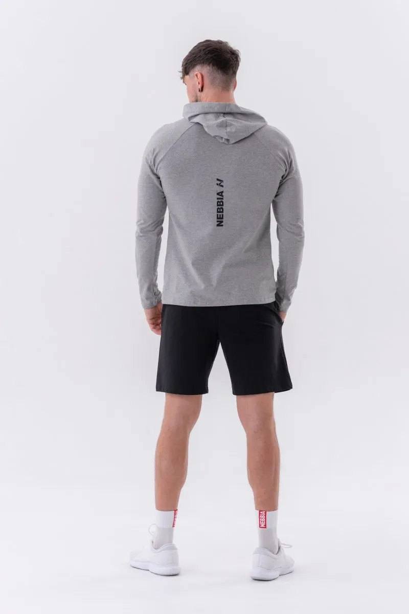 Nebbia Long-Sleeve T-Shirt with a Hoodie 330 - Light Grey