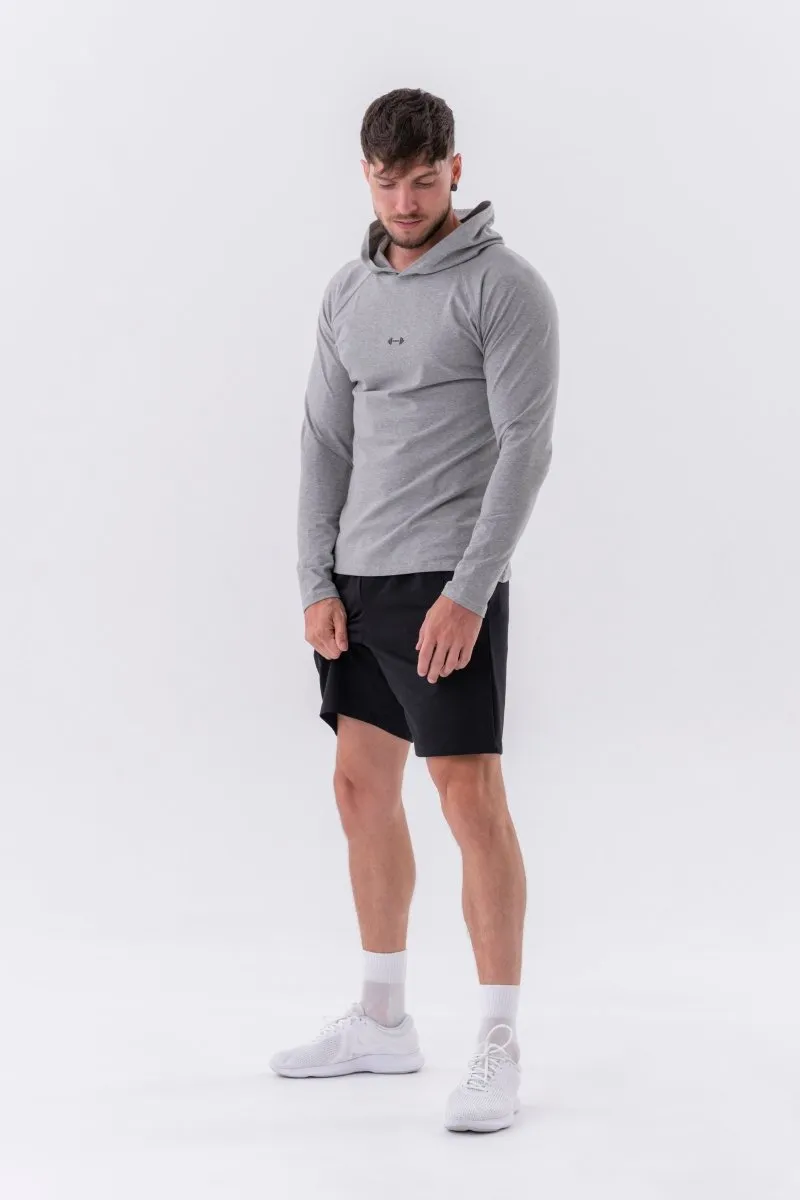 Nebbia Long-Sleeve T-Shirt with a Hoodie 330 - Light Grey