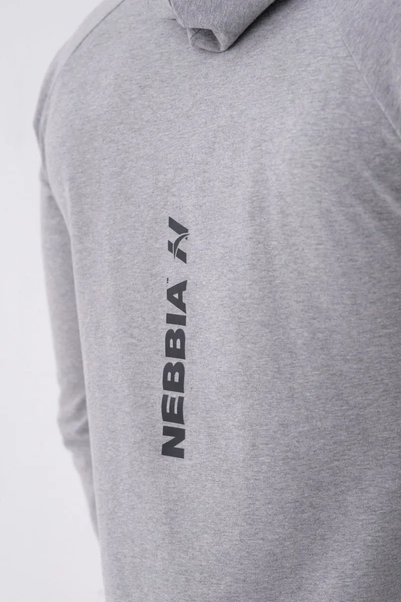 Nebbia Long-Sleeve T-Shirt with a Hoodie 330 - Light Grey