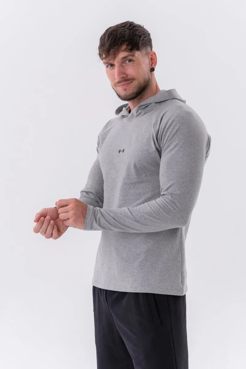 Nebbia Long-Sleeve T-Shirt with a Hoodie 330 - Light Grey