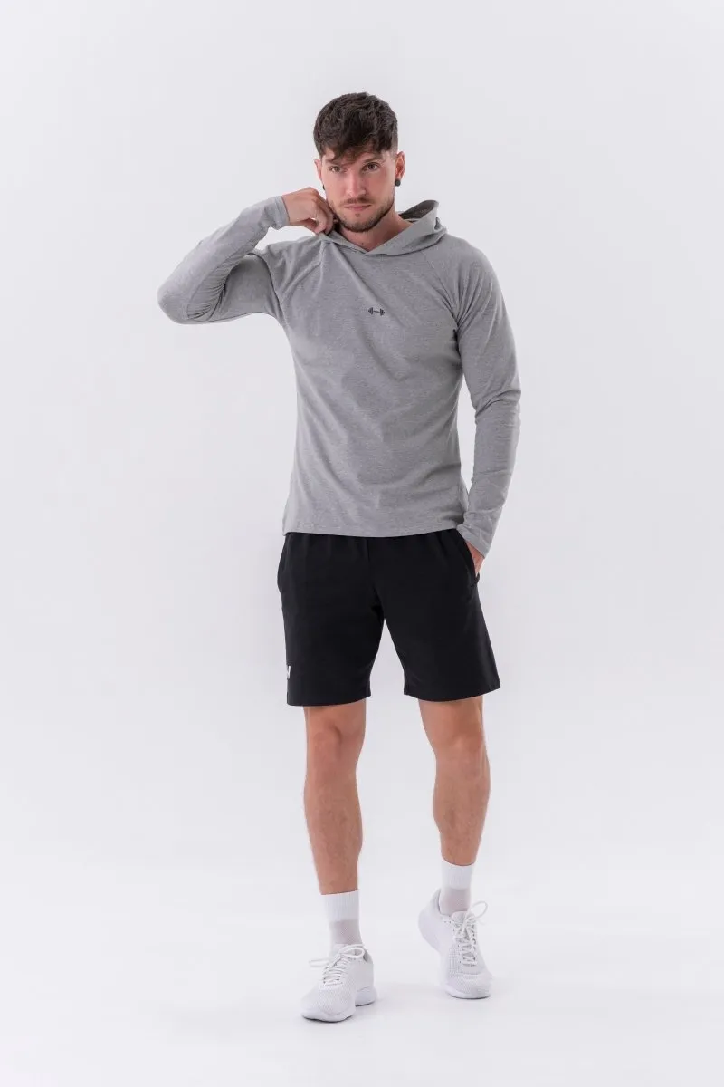 Nebbia Long-Sleeve T-Shirt with a Hoodie 330 - Light Grey