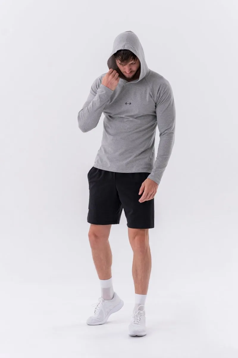 Nebbia Long-Sleeve T-Shirt with a Hoodie 330 - Light Grey