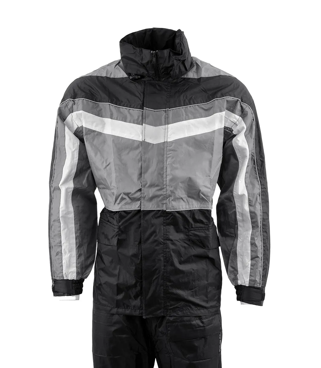 NexGen Men's SH2226 Black and Grey Hooded Water Proof Rain Suit