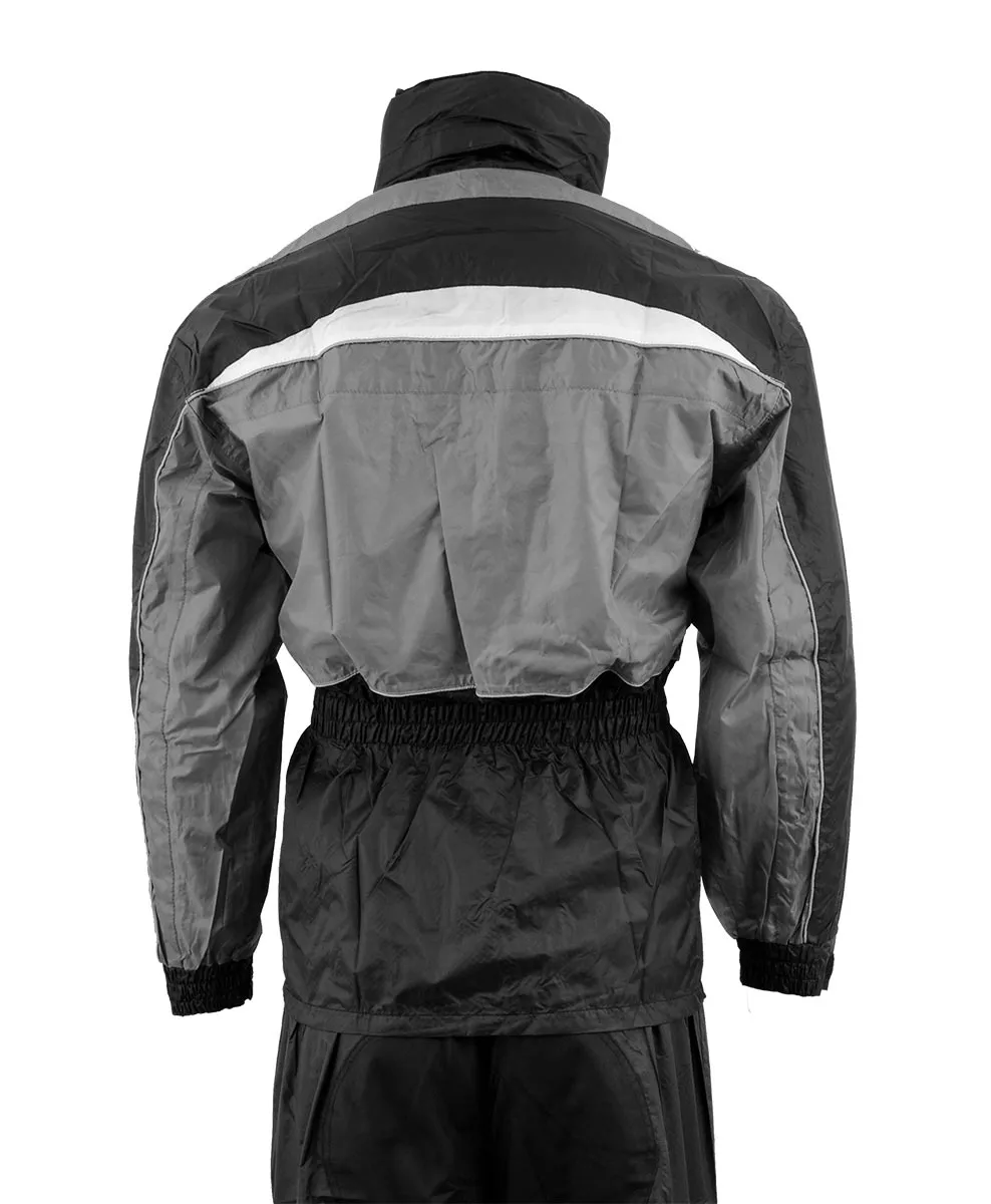 NexGen Men's SH2226 Black and Grey Hooded Water Proof Rain Suit