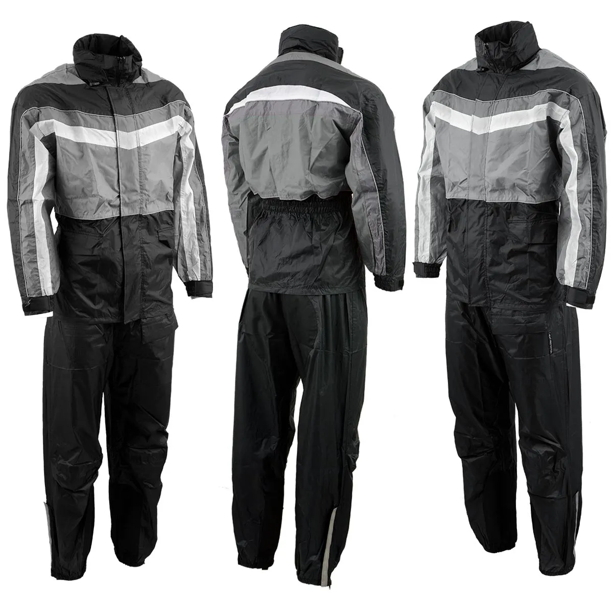 NexGen Men's SH2226 Black and Grey Hooded Water Proof Rain Suit