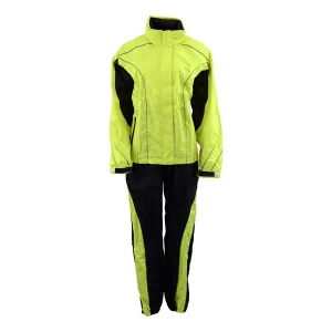 NexGen Men’s XS5021 Neon Green Hi-Viz Hooded Water Proof Rain Suit