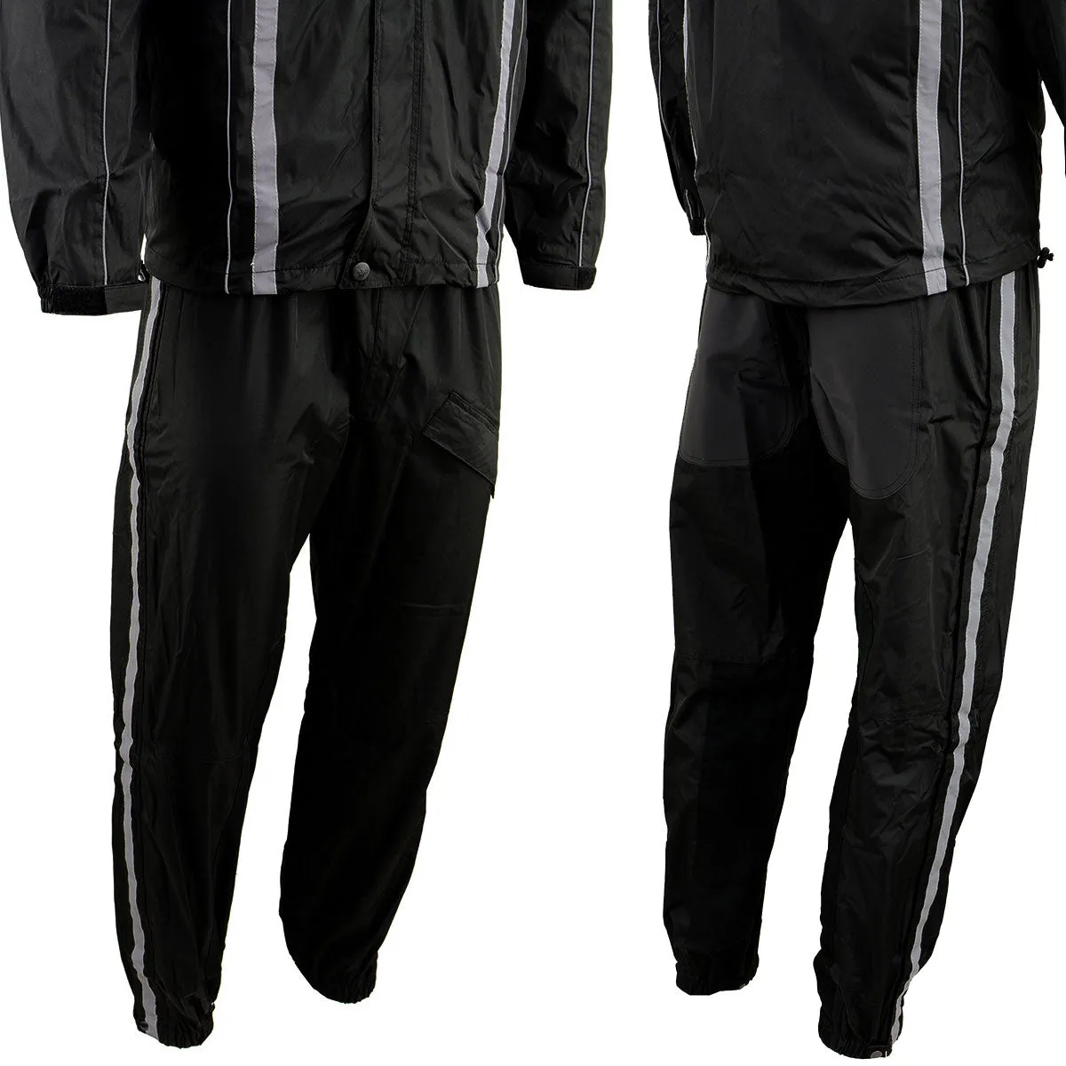 NexGen SH2331 Men's Black Water Resistant Rain Suit with Reflective Tape