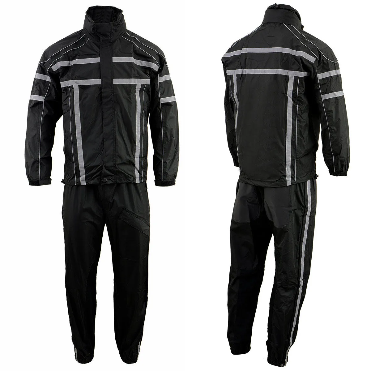 NexGen SH2331 Men's Black Water Resistant Rain Suit with Reflective Tape