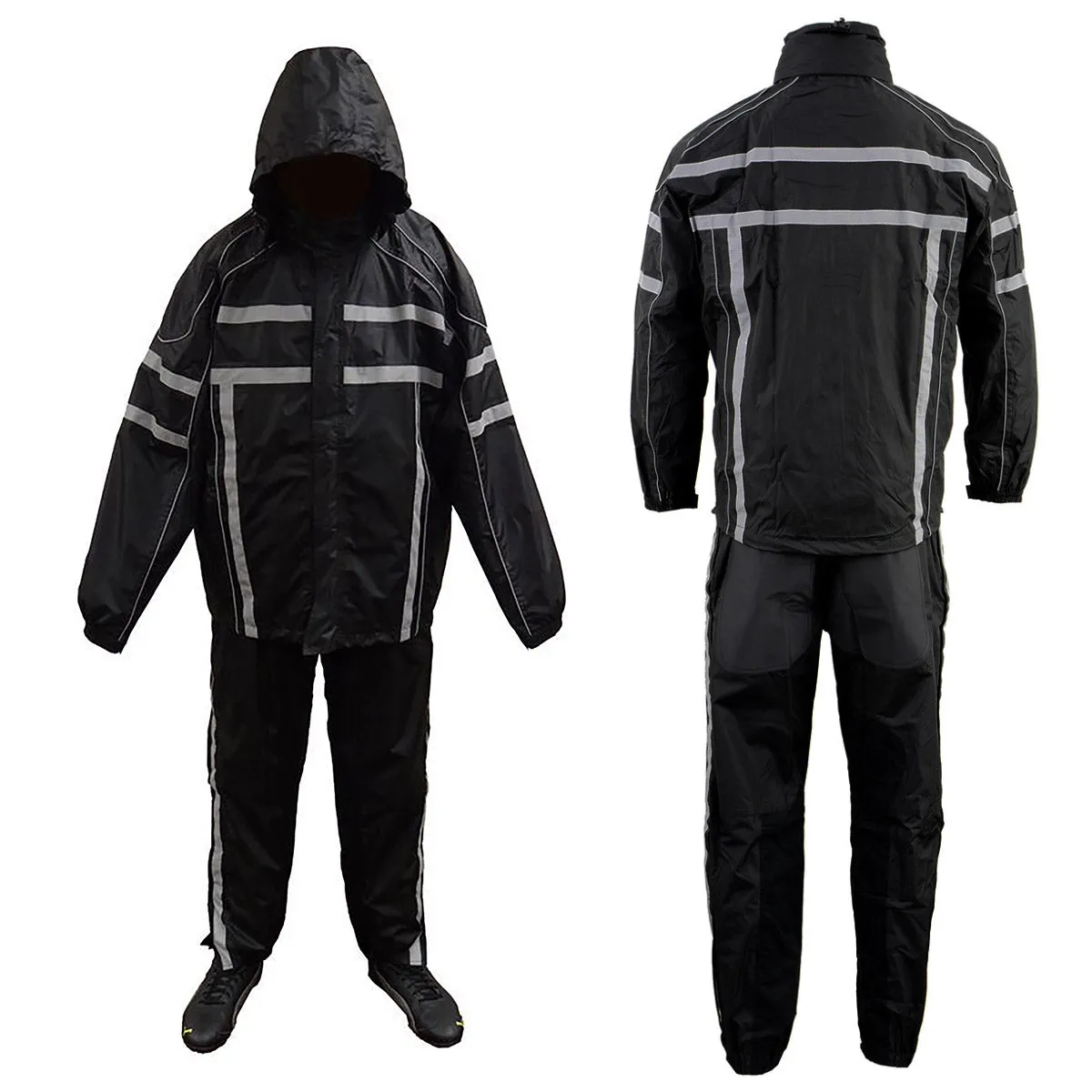 NexGen SH2331 Men's Black Water Resistant Rain Suit with Reflective Tape