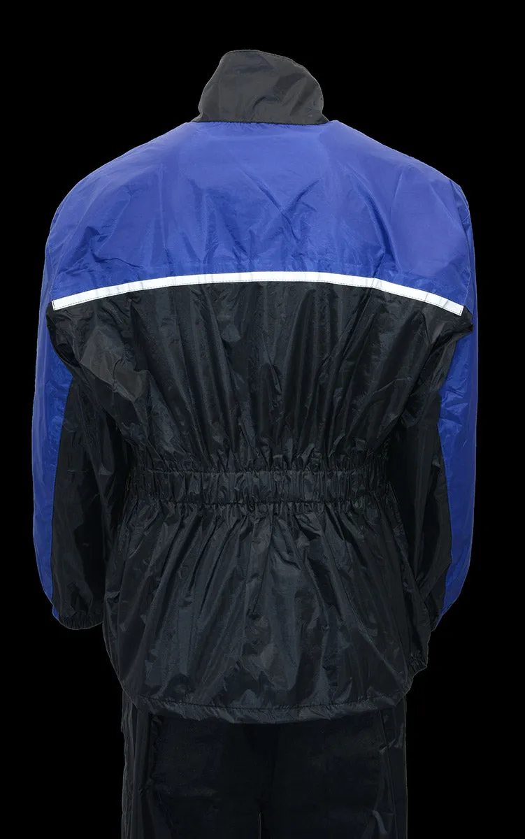 NexGen XS5031 Women's Blue and Black Water Proof Rain Suit with Cinch Sides