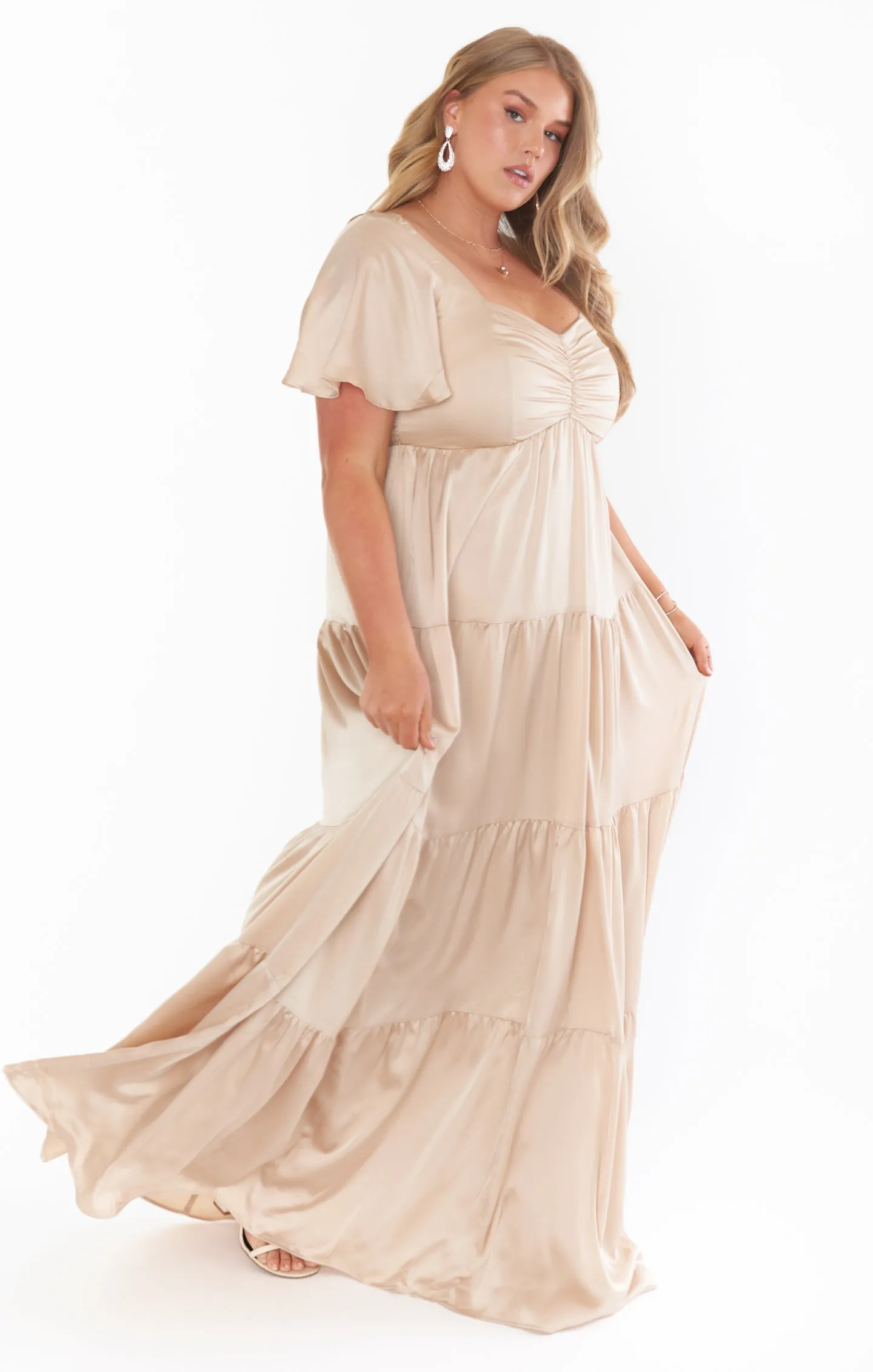 Nicole Maxi Dress ~ Champagne Luxe Satin