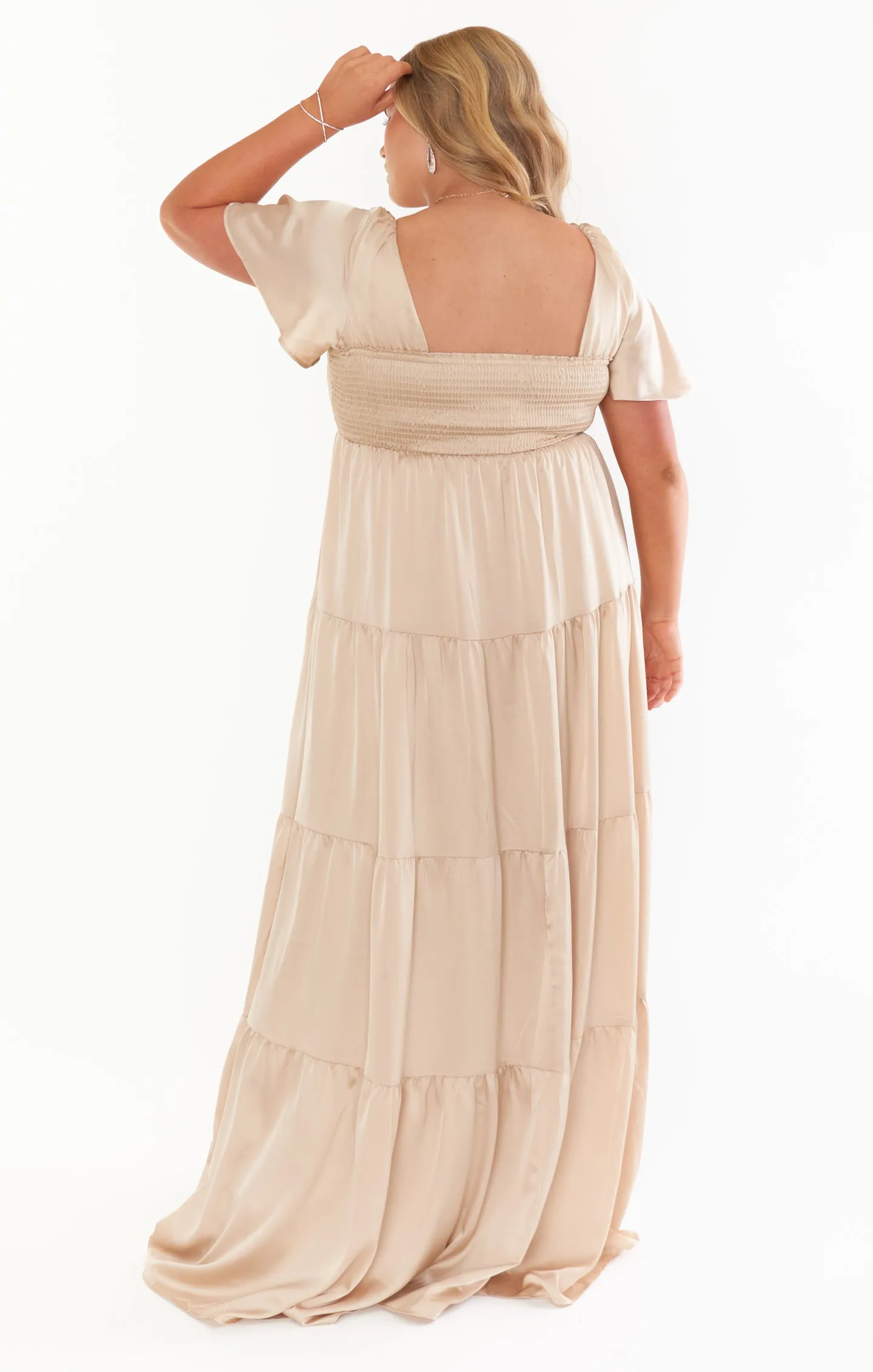 Nicole Maxi Dress ~ Champagne Luxe Satin