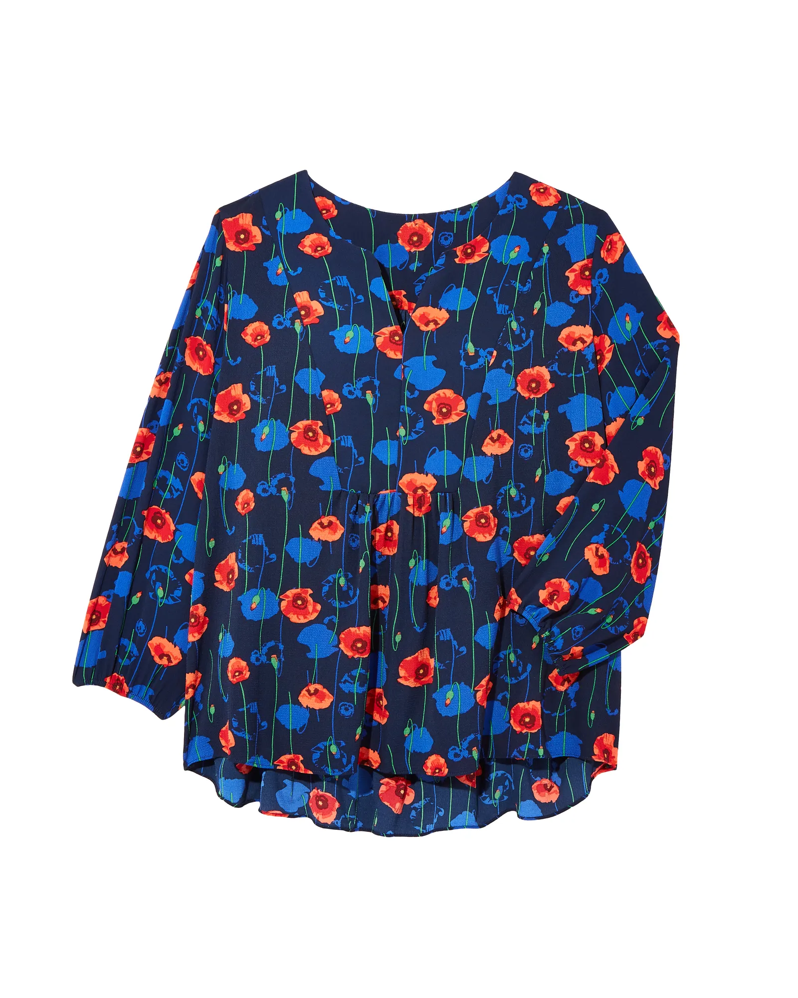 Noeli V Neck Blouse | Navy / Red