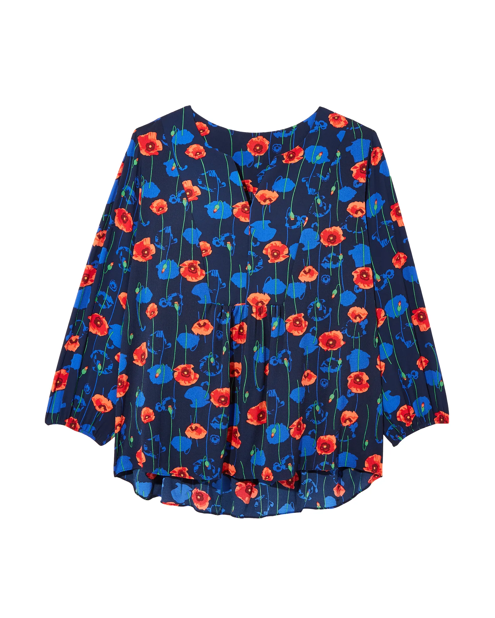 Noeli V Neck Blouse | Navy / Red