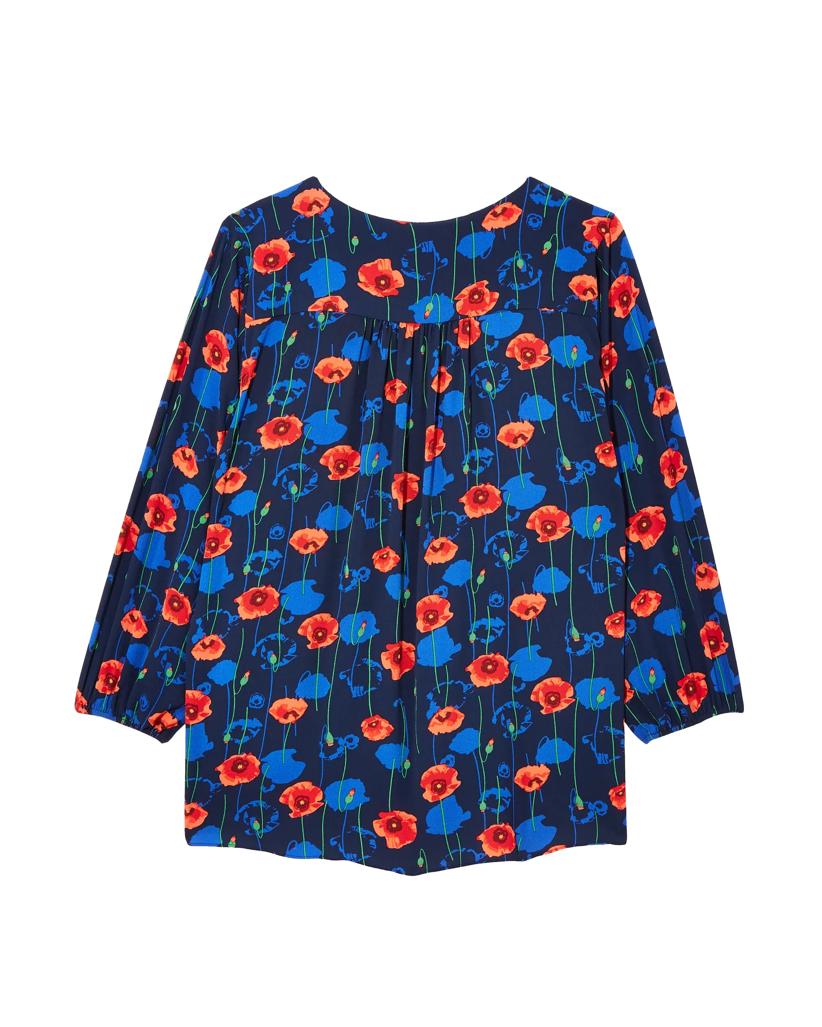 Noeli V Neck Blouse | Navy / Red