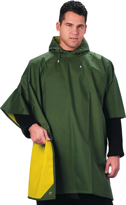 Olive Drab To Yellow - Reversible Rubberized Nylon Poncho