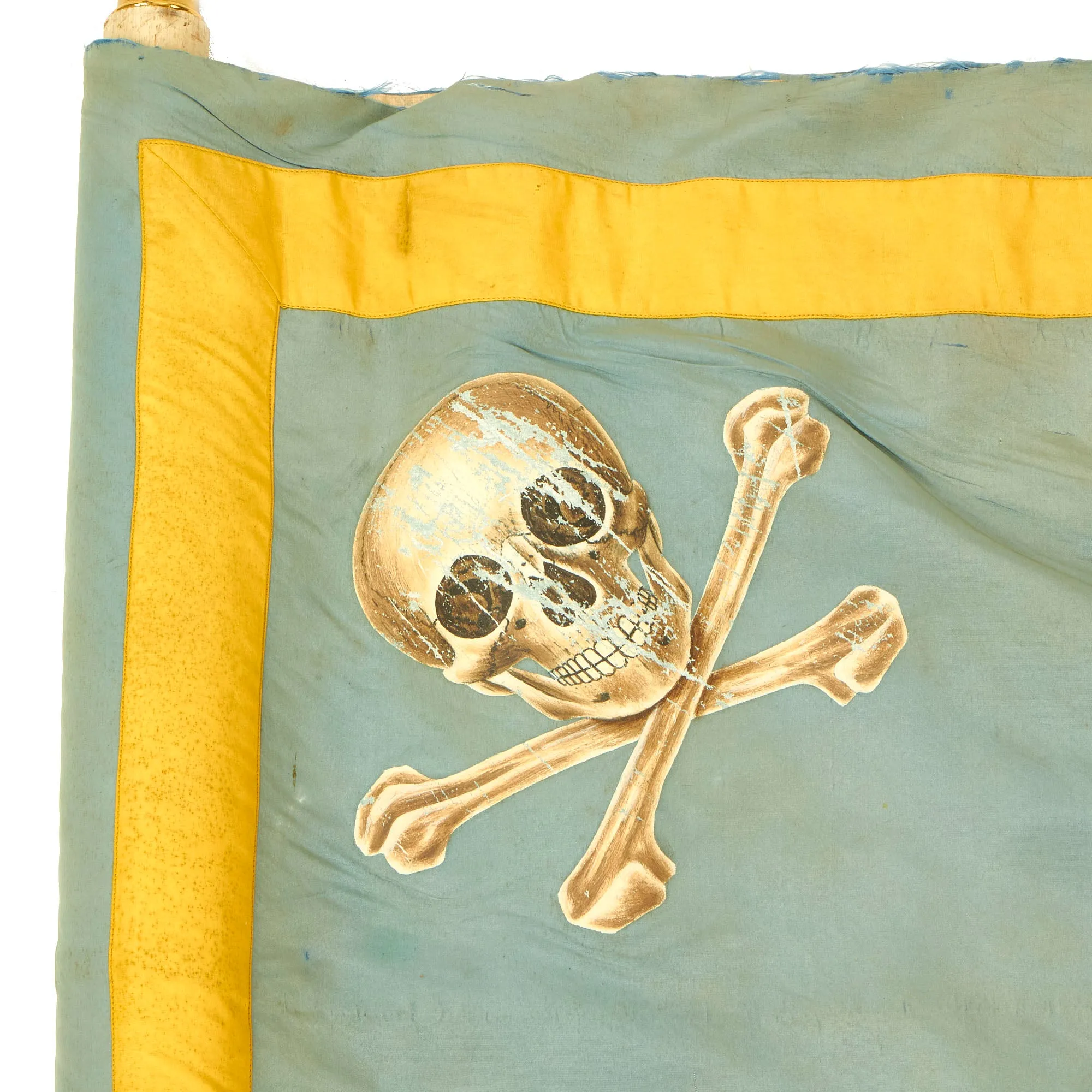 Original Imperial German WWI Regimental Standard Flag For The State of Brunswick With Flagpole and Topper With Inlaid Prussian Iron Cross - 45” x 45” / Flagpole 107 1/2”