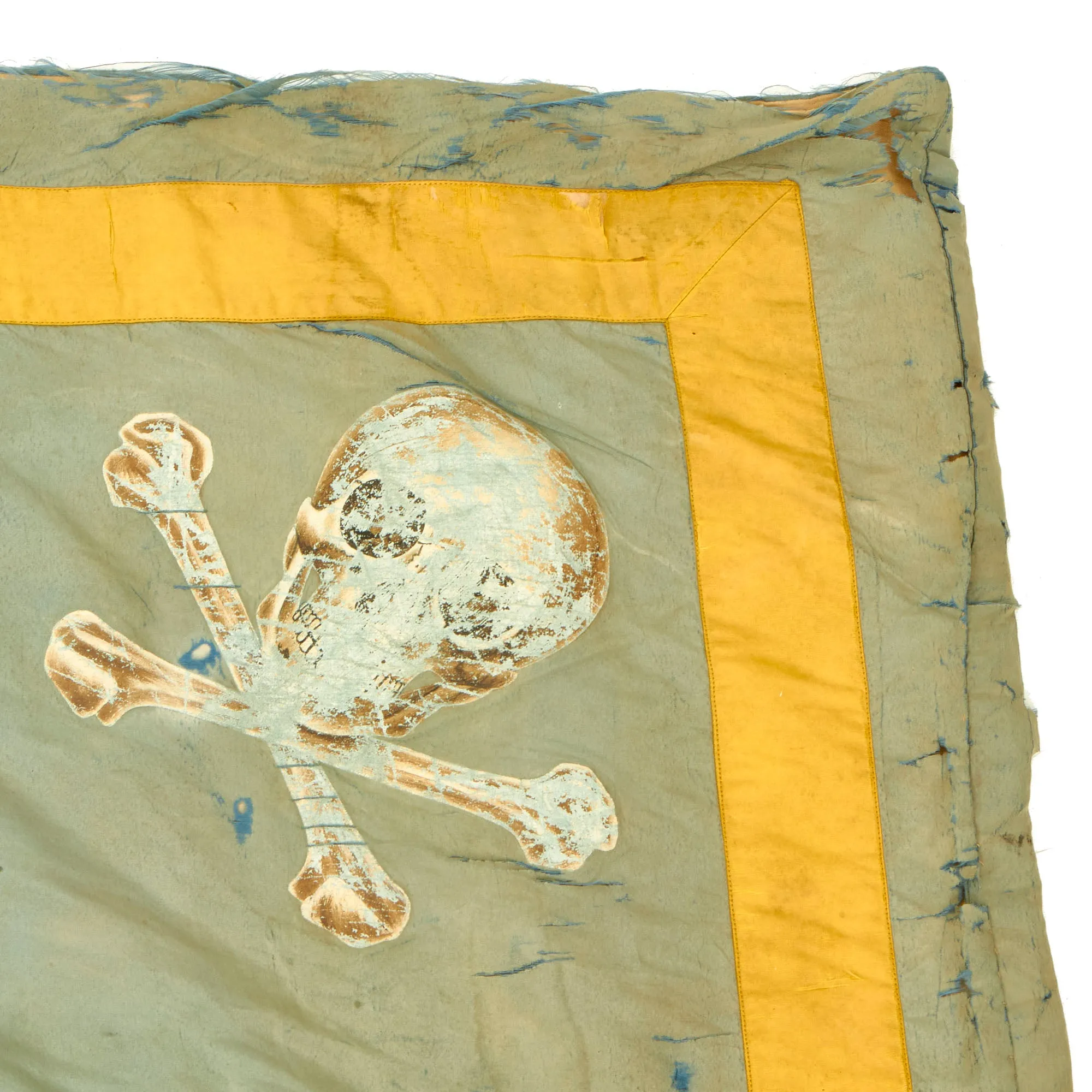 Original Imperial German WWI Regimental Standard Flag For The State of Brunswick With Flagpole and Topper With Inlaid Prussian Iron Cross - 45” x 45” / Flagpole 107 1/2”