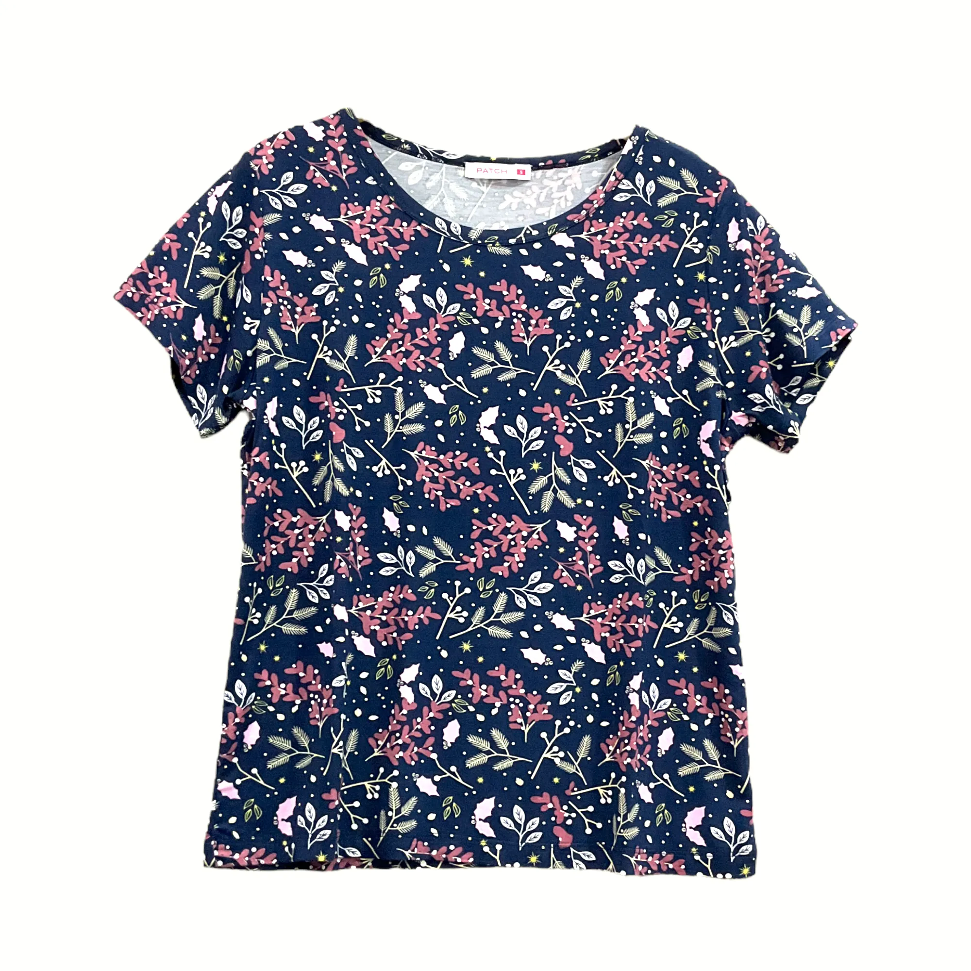 Patch Women Rayon Floral Printed Short Sleeve Round Neck Top