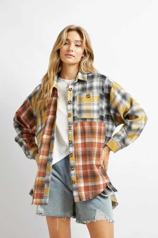 PLAID BUTTON DOWN JACKET