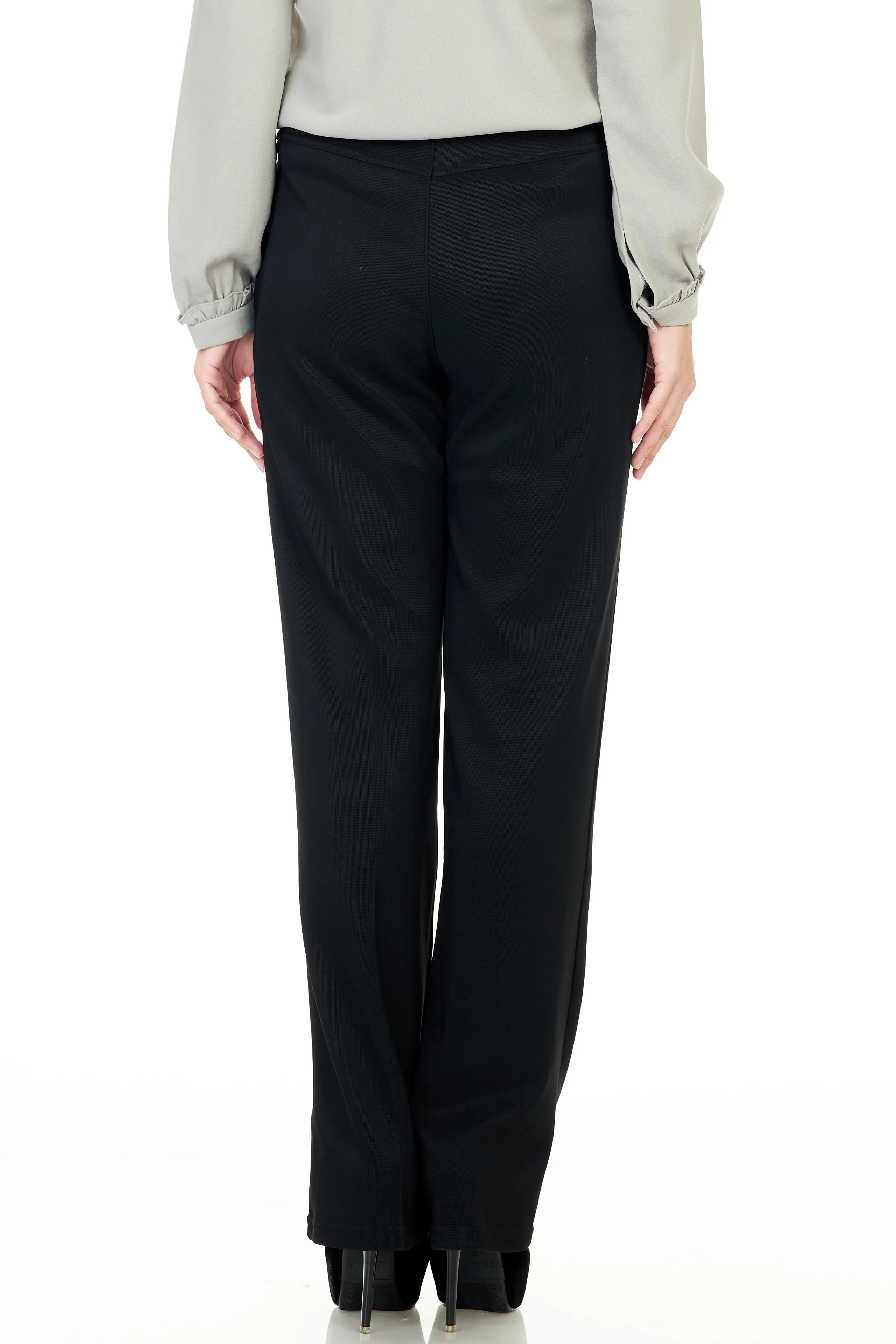 Plain Pants with Zipper Pocket - Black