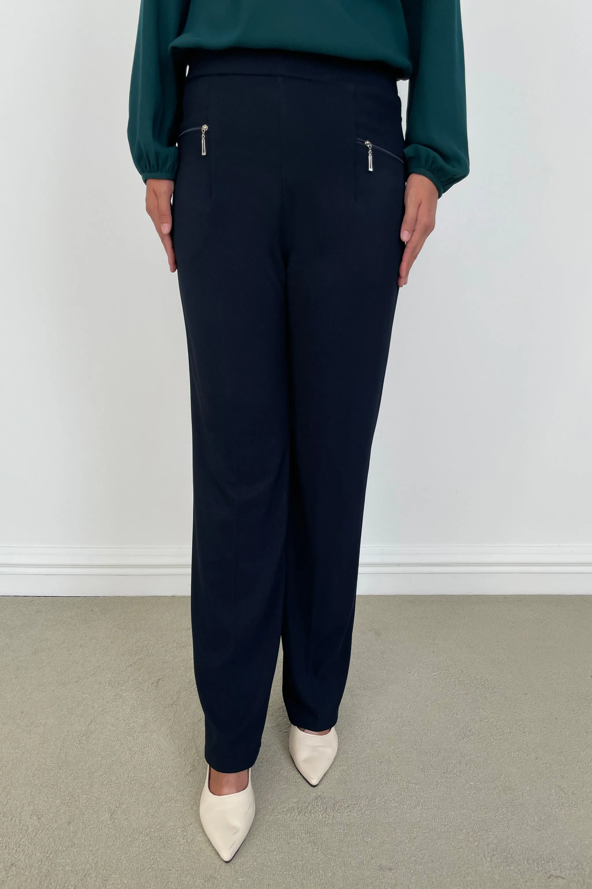 Plain Pants with Zipper Pocket - Blue