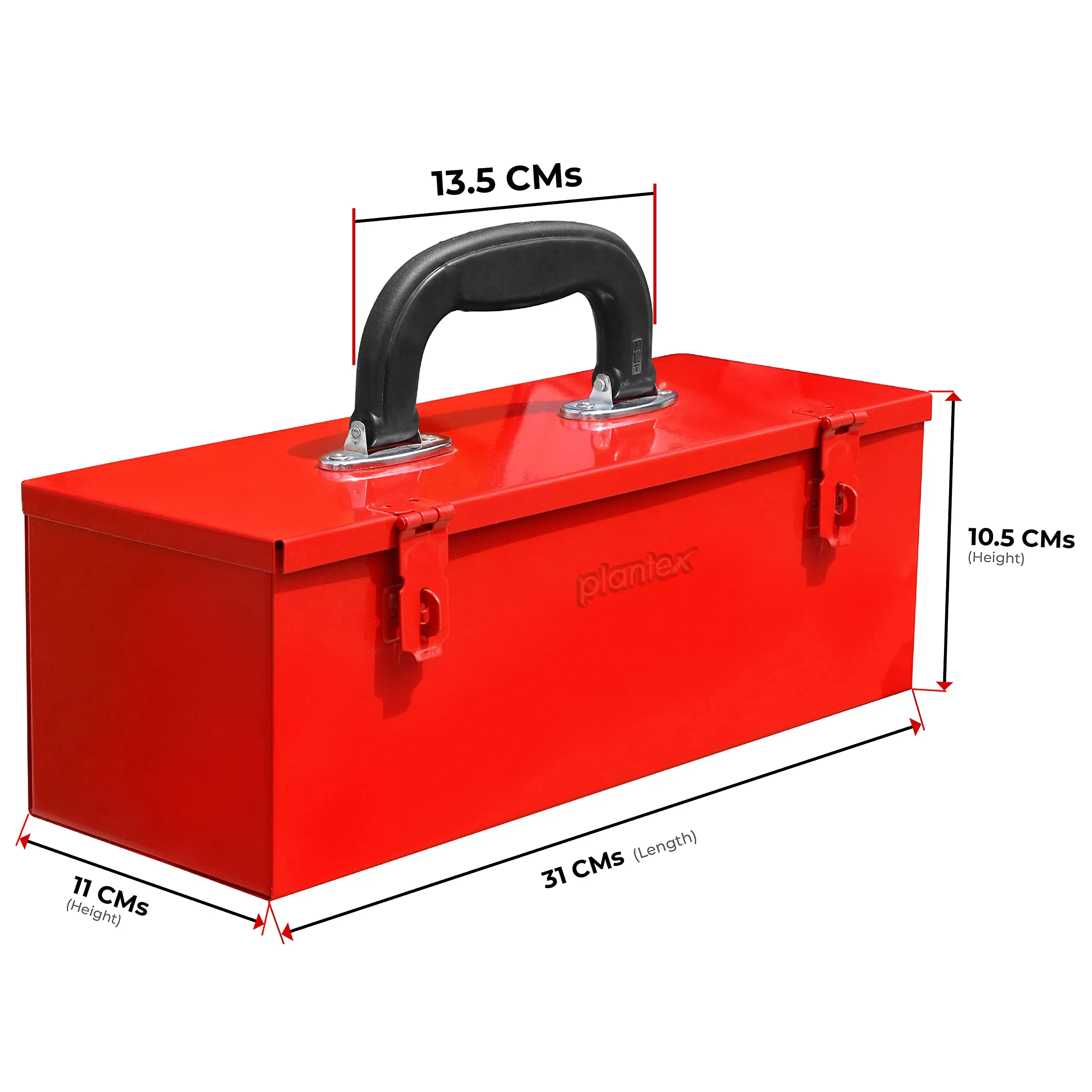 Plantex 12-inch Metal Tool Box for Tools/Tool Box for Home Use/Tool Box Empty/DIY Repair ToolBox (Red)