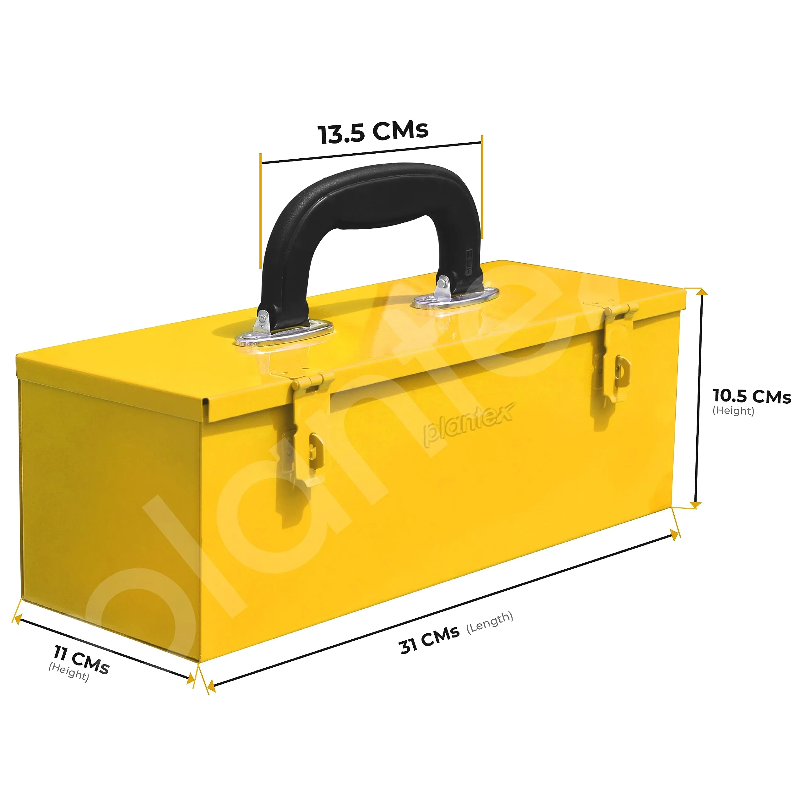 Plantex 12-inch Metal Tool Box for Tool/Tool Kit Box for Home and Garage/Tool Box Without Tools/DIY Repair Tools Box (Yellow)