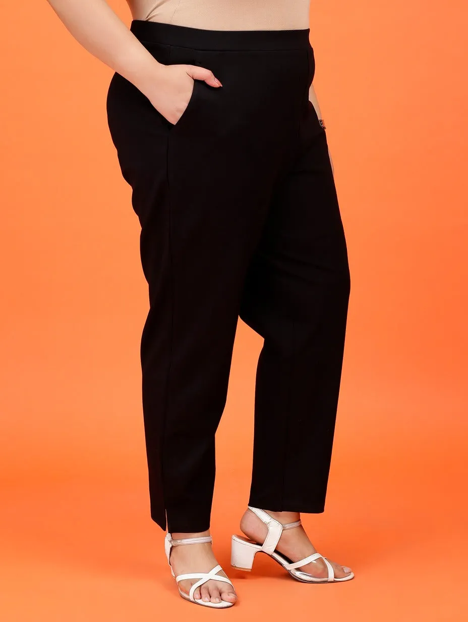 Plus Size Women Black Cigarette Pants