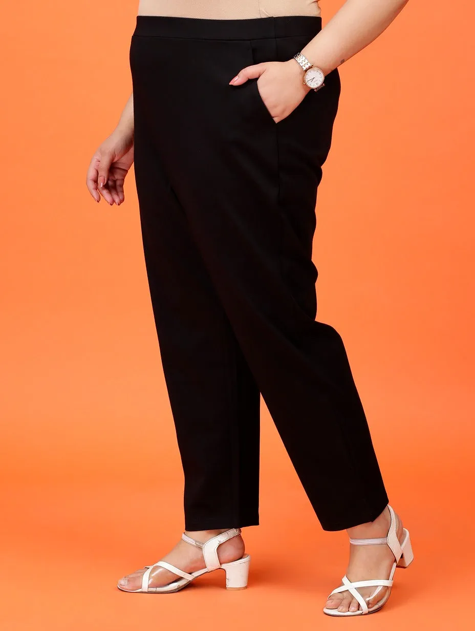 Plus Size Women Black Cigarette Pants