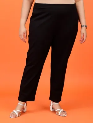 Plus Size Women Black Cigarette Pants