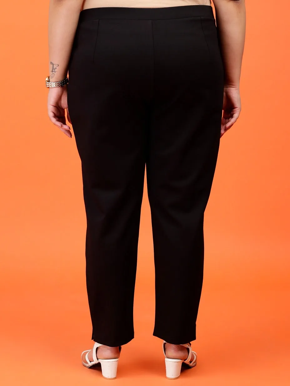 Plus Size Women Black Cigarette Pants